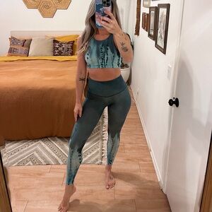 Onzie Flow Teal Workout Set (Leggings & Bra) size S